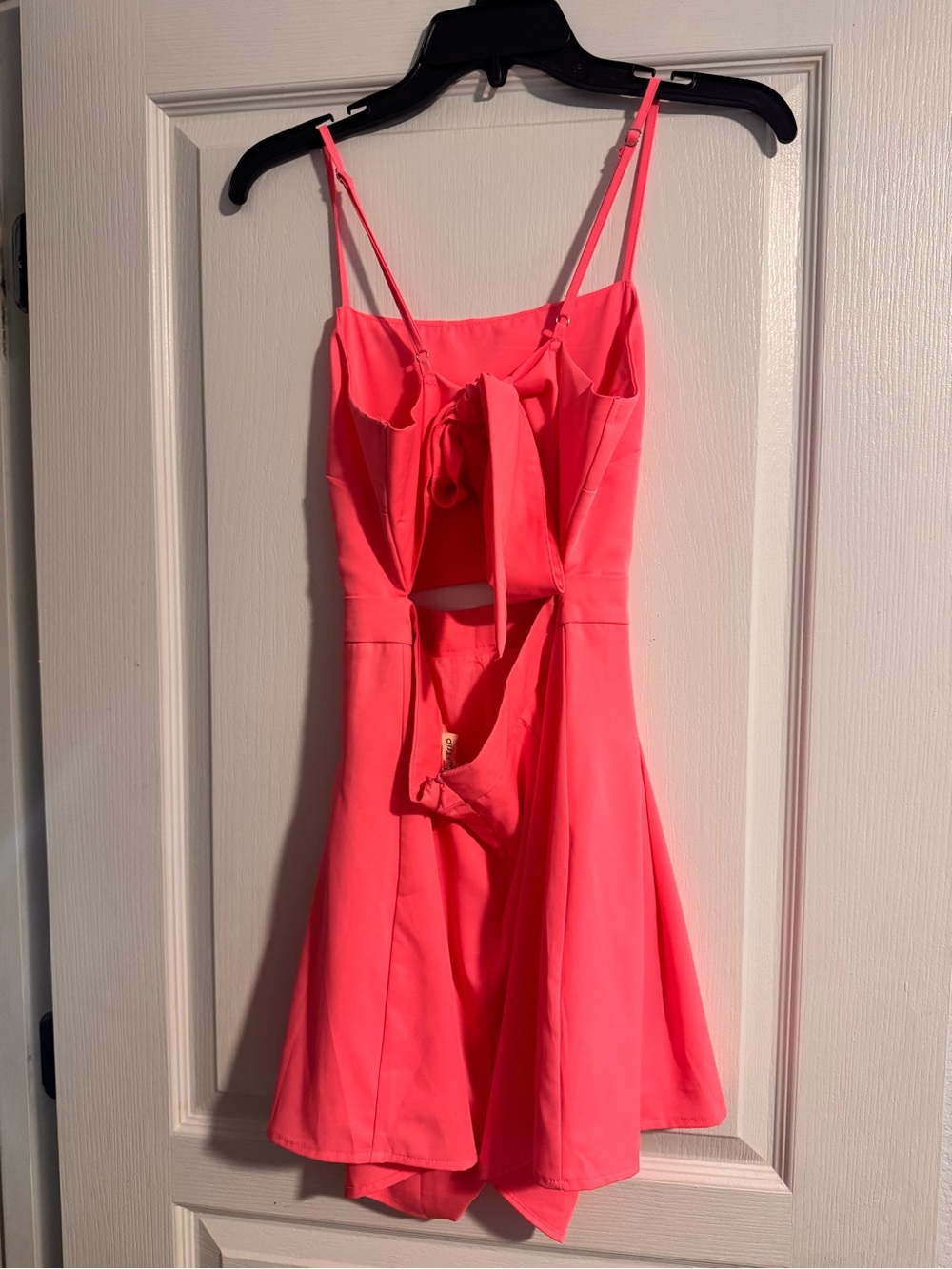 Main Strip Neon Pink Cutout Romper with Spaghetti Straps - Picture 6 of 10